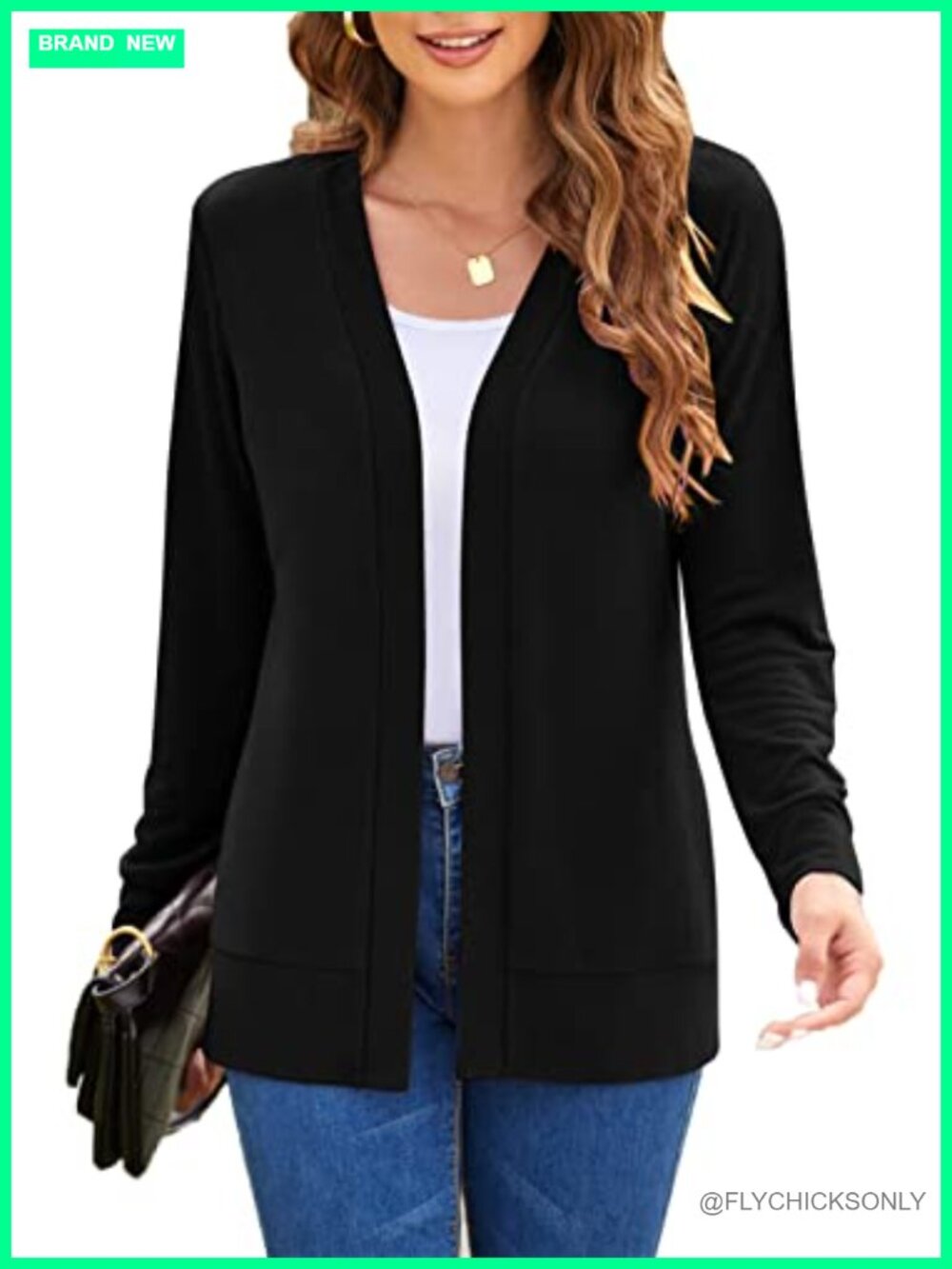 Women's Long Sleeve Open Front Cardigan Lightweight Knit Sweater Duster